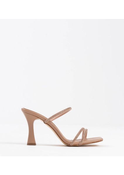 Alvina Nude Taşlı Ince Bantlı Kadın Topuklu Terlik