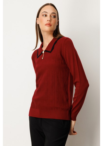 Yakası Aksesuar Detaylı Triko Kazak 65363-26K