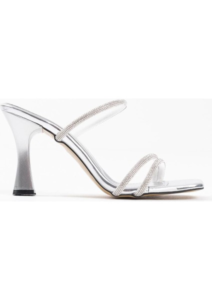 Alvina Gümüş Ayna Taşlı Kadın Topuklu Terlik