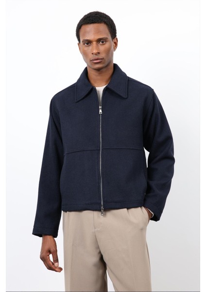 Lacivert Regular Fit Dokulu Erkek Mont fırsatları