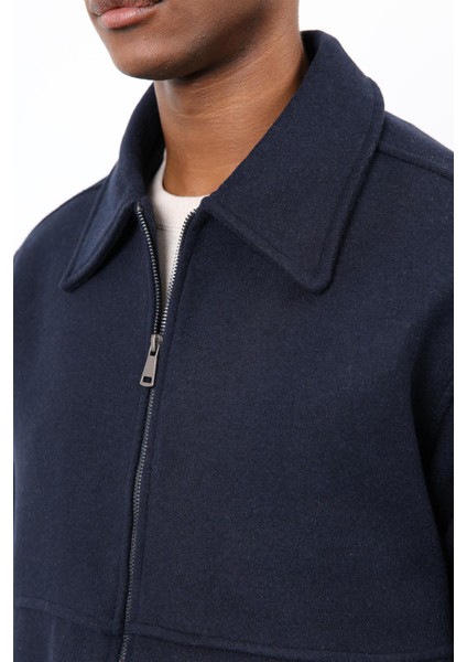 Lacivert Regular Fit Dokulu Erkek Mont indirimleri