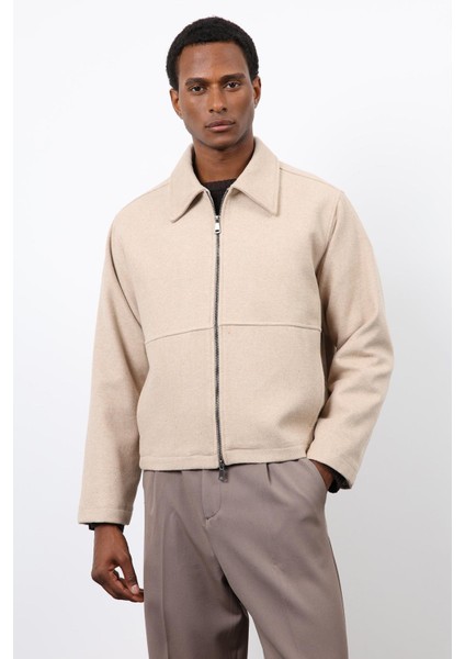 Bej Regular Fit Dokulu Erkek Mont indirimleri