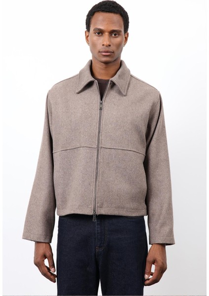 Koyu Vizon Regular Fit Dokulu Erkek Mont modelleri