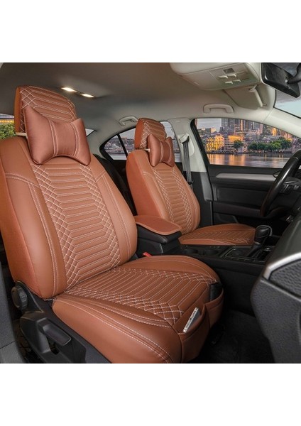 Aldysm Renault Fluence Lüx Full Deri Oto Koltuk Kılıfı Ön Arka Takım (Giydirme Tip) Tarçın