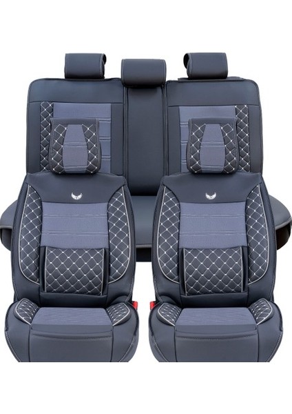 Aldysm Citroen C5 Lüx Deri Oto Koltuk Kılıfı Ön Arka Takım (Mars) Füme