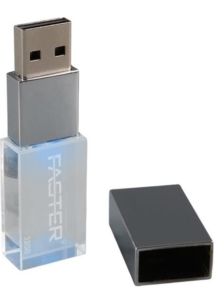 Faster 32 GB Mimi Serisi USB 3.0 Yüksek Hızlı Mavi Işıklı Metal Flash Bellek modelleri