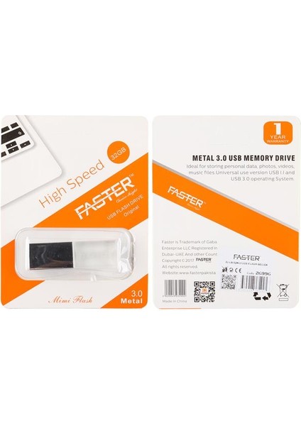 Faster 32 GB Mimi Serisi USB 3.0 Yüksek Hızlı Mavi Işıklı Metal Flash Bellek fırsatları