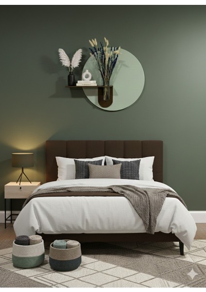 Orkide Ahşap Pilli Ledli Iskandinav Tarzı Salon Duvar Rafı Modern Çiçeklik 50 cm