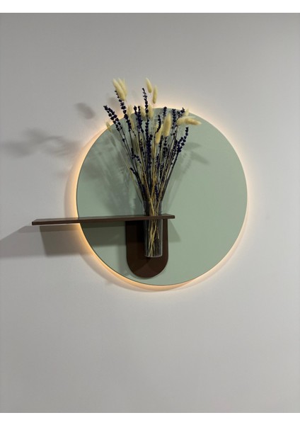 Orkide Ahşap Pilli Ledli Iskandinav Tarzı Salon Duvar Rafı Modern Çiçeklik 50 cm modelleri