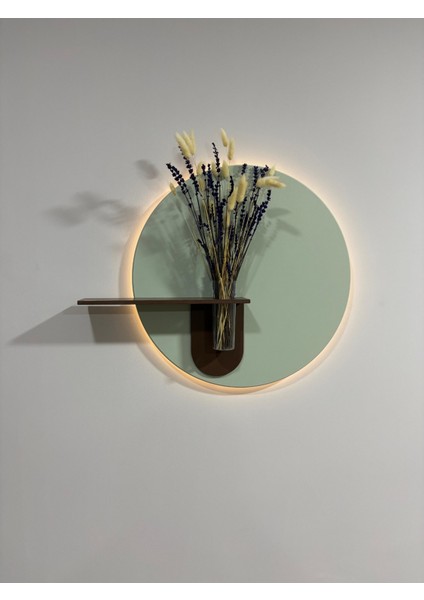 Orkide Ahşap Pilli Ledli Iskandinav Tarzı Salon Duvar Rafı Modern Çiçeklik 50 cm indirimleri