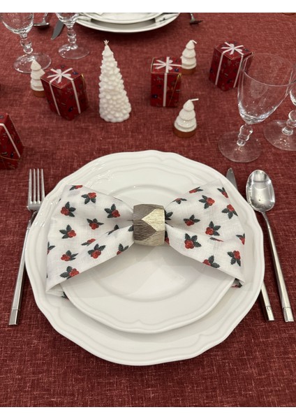 Keten Efektli Yılbaşı Masa Örtüsü Seti modelleri