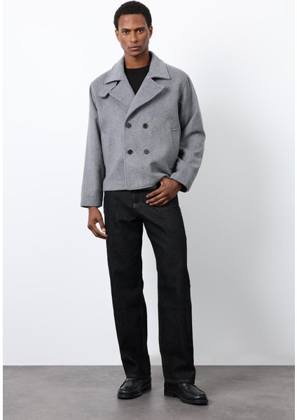 Gri Kruvaze Kapama Kısa Erkek Kaban fiyatları