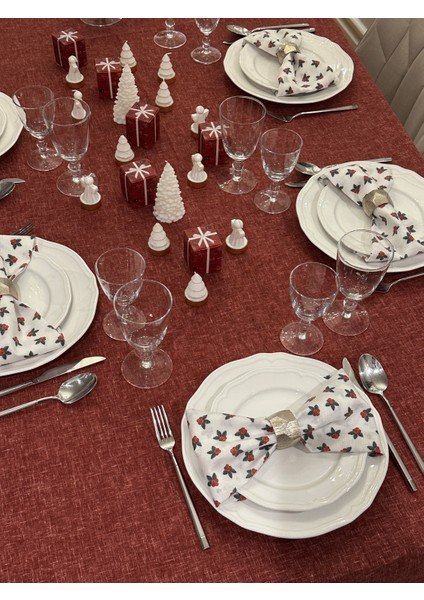 Keten Efektli Yılbaşı Masa Örtüsü Seti indirimleri