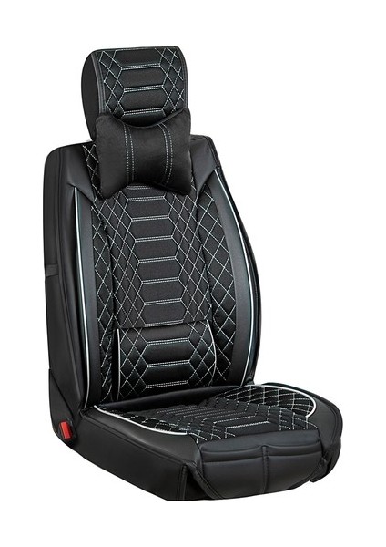 Aldysm Peugeot 207 Lüx Deri Oto Koltuk Kılıfı Ön Arka Takım (Royal) Siyah Beyaz fiyatları