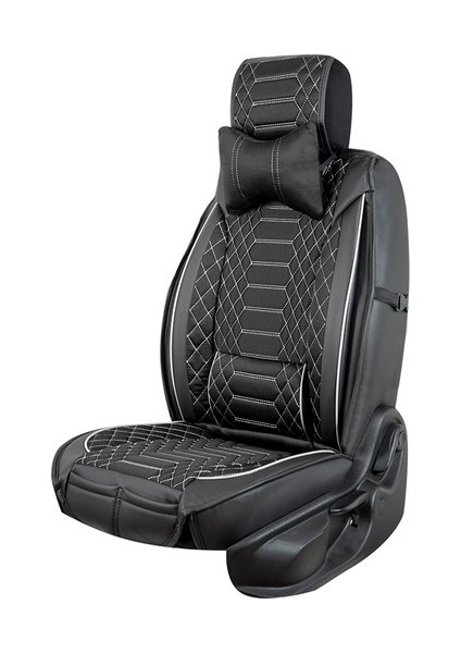 Aldysm Peugeot 207 Lüx Deri Oto Koltuk Kılıfı Ön Arka Takım (Royal) Siyah Beyaz fırsatları