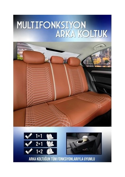 Aldysm Renault Fluence Lüx Full Deri Oto Koltuk Kılıfı Ön Arka Takım (Exclusive) Tarçın modelleri