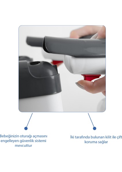 Yandan Açılır Banyo ve Mama Oturağı & Minder 2'li Set Antrasit