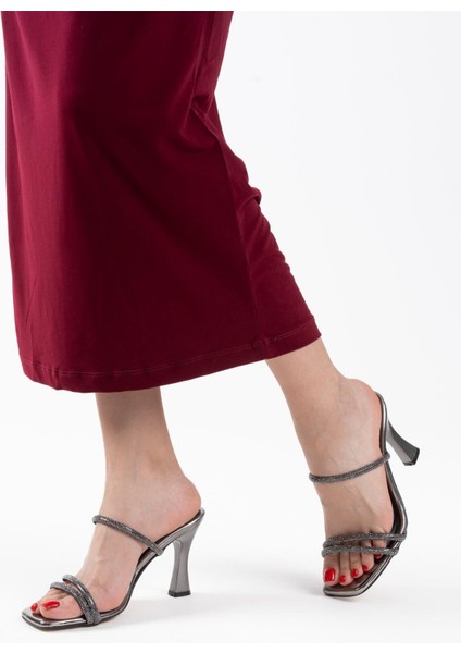 Alvina Füme Ayna Taşlı Kadın Topuklu Terlik modelleri