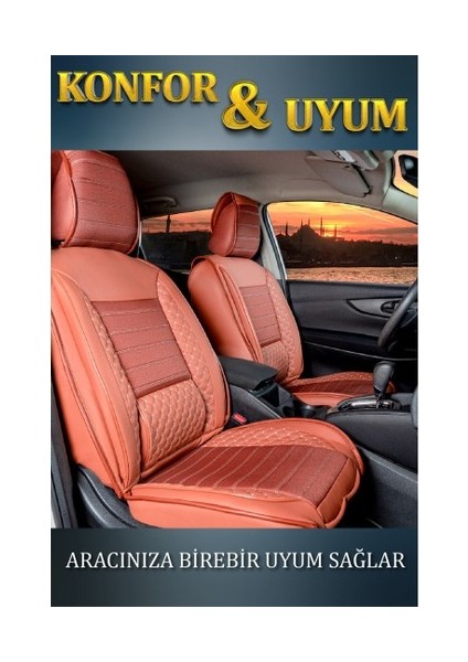 Aldysm Peugeot 407 Lüx Deri Oto Koltuk Kılıfı Ön Arka Takım Elit Serisi Tarçın