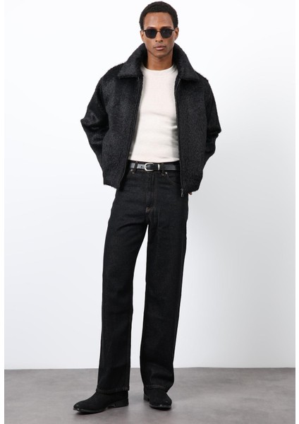 Siyah Yumuşak Dokulu Erkek Mont