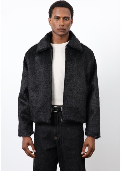 Siyah Yumuşak Dokulu Erkek Mont modelleri