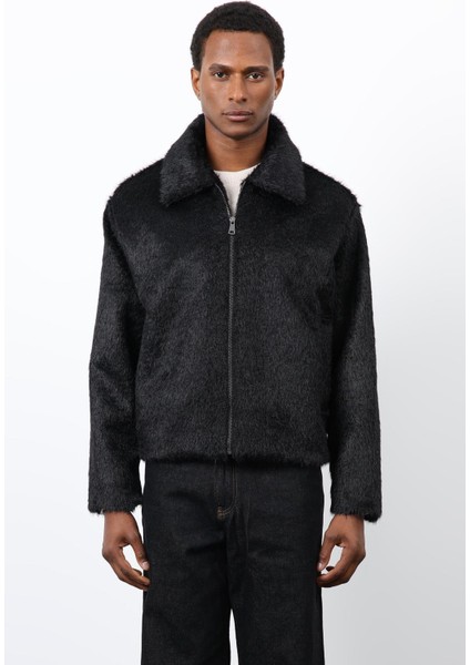 Siyah Yumuşak Dokulu Erkek Mont fırsatları