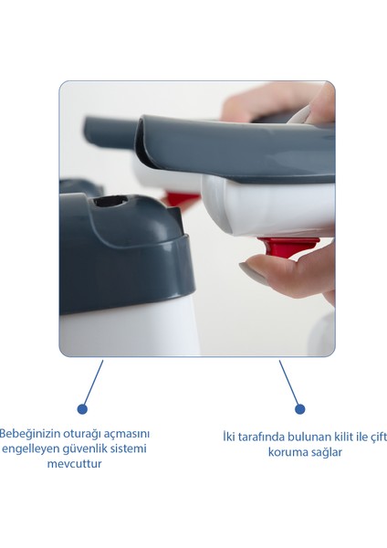 Yandan Açılır Banyo ve Mama Oturağı & Minder 2'li Set İndigo Mavi