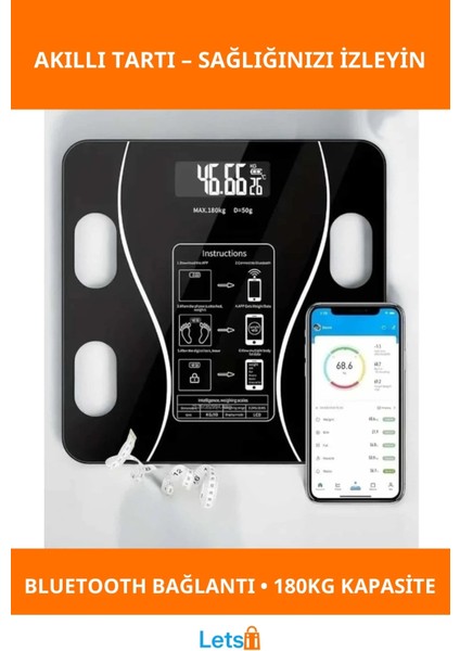 Bluetooth Özellikli Akıllı Tartı Vücut Analiz Aleti