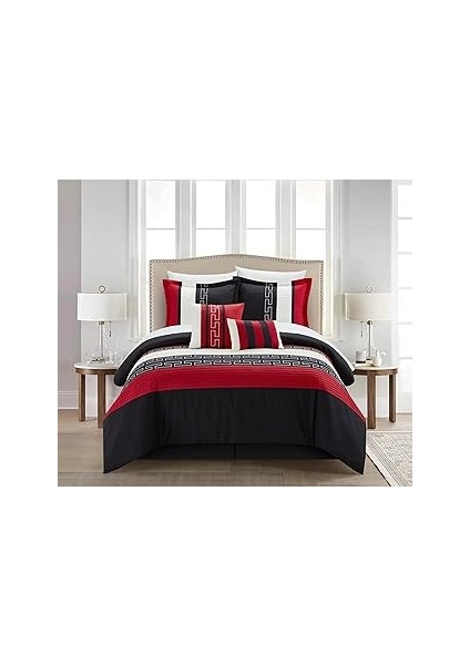 Chic CS1223-112-AN Carlton 6 Parça Yorgan Seti, Queen Boy, Siyah