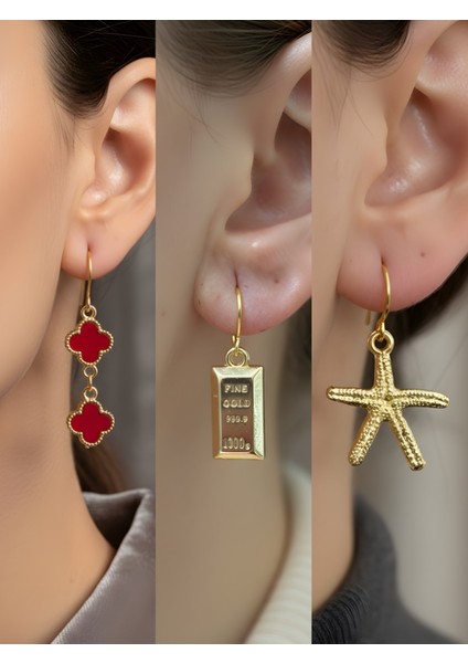 Trend Sembol Figürlü 3’lü Kadın Küpe Set