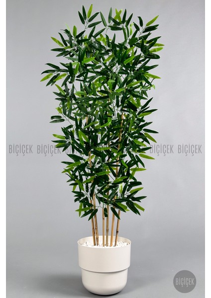 Yapay Bambu Ağacı 6 Dallı 150 cm Yoğun Yapraklı Kuple Saksıda