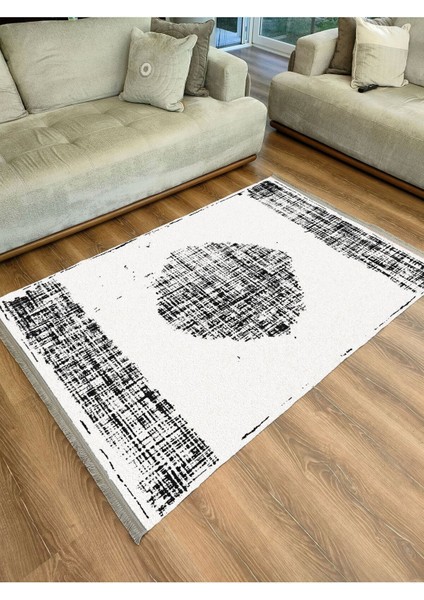 Mars Halı 2088 Siyah ve Tonlarında Dekoratif Halı Salon Halısı Saçaklı Yıkanabilen Halı fırsatları