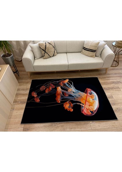 Mars 42 Modern Stil Siyah Deniz Anası Salon Halısı Pelüş Halı Yıkanabilen Dekoratif Halı modelleri