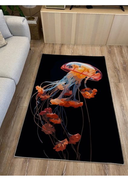 Mars 42 Modern Stil Siyah Deniz Anası Salon Halısı Pelüş Halı Yıkanabilen Dekoratif Halı indirimleri