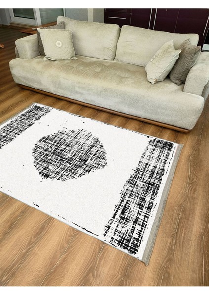 Mars 2088 Beyaz ve Gri Tonlarında Otantik Desen Kaymaz Taban Dekoratif Halı indirimleri