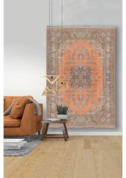 Mars 2032 Renkli Klasik Desenli Yıkanabilir Kaymaz Salon Halısı, Koridor ve Mutfak Halısı