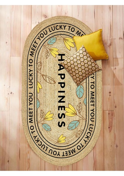 Boho 988 Jüt Hasır Etnik Desenli Oval Jüt Örme Doğal Hasır Natural Oval Halı fiyatları