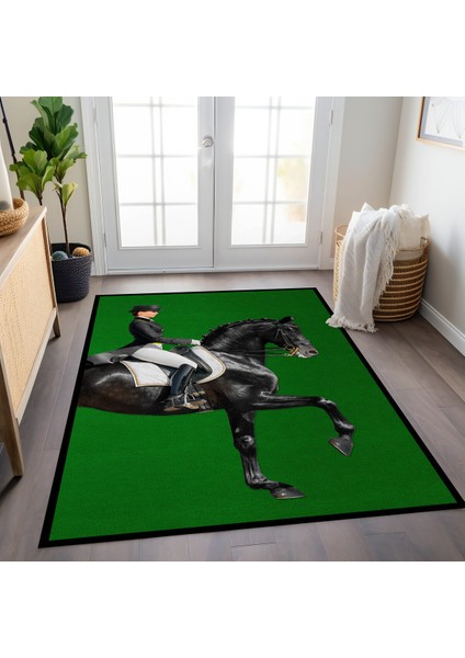 Mars 187 Binicilik ve At Figürlü Yeşil Modern Dokuma Taban Halı fiyatları