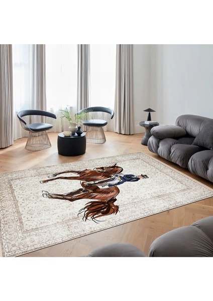 Mars 171 Bej Vintage Binicilik At Figürlü Modern Dokuma Taban Halı fiyatları