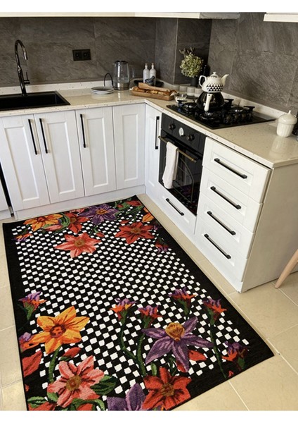 Çok Renkli Siyah Üzerine Çiçek Denli fiyatları