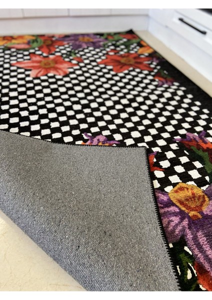 Çok Renkli Siyah Üzerine Çiçek Denli modelleri