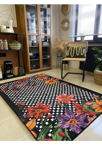 Çok Renkli Siyah Üzerine Çiçek Denli fırsatları