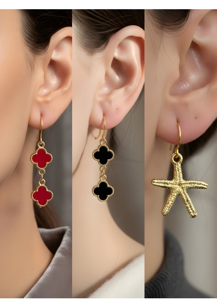 Trend Sembol Figürlü 3’lü Kadın Küpe Set