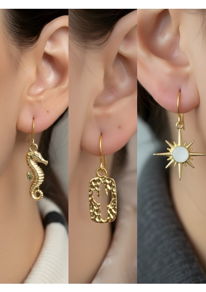 Trend Sembol Figürlü 3’lü Kadın Küpe Set