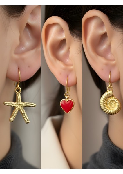 Trend Sembol Figürlü 3’lü Kadın Küpe Set