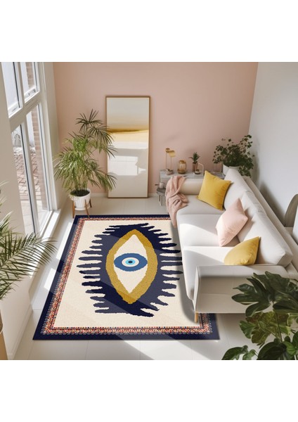 Göz Temalı Mavi Pastel Tonlarında Nazar Boncuğu Dokuma Taban Salon Halısı Çocuk Halısı Mars 252 fiyatları
