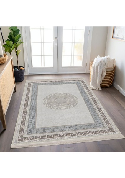 Mars 136 Monogram Gri Bej Modern Dokuma Taban Halı fiyatları