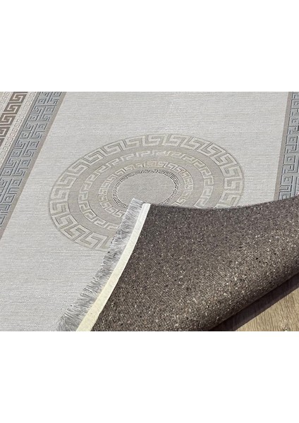 Mars 136 Monogram Gri Bej Modern Dokuma Taban Halı modelleri