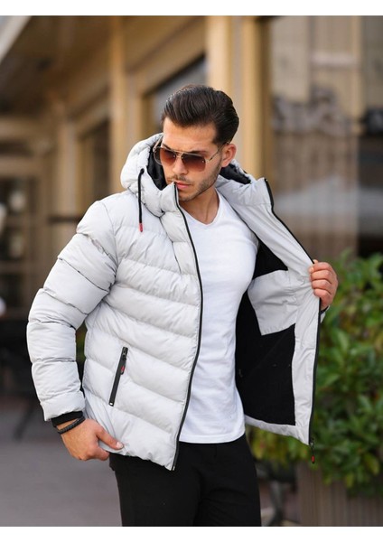 Slimfit Kesim Erkek Kapşonlu Içi Kürklü Astar Su Gecirmez Şişme Mont-Su Yesili fiyatları