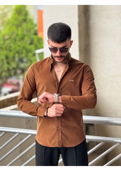 Slimfit Kesim Erkek Kadife Kumaş-Kahve modelleri